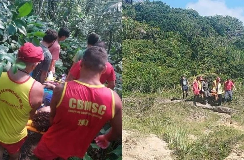 Adolescente de 15 anos é resgatada por helicóptero após queda em trilha em SC