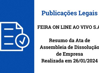 Resumo da Ata de Assembleia de Dissolução de Empresa - Realizada em 26/01/2024